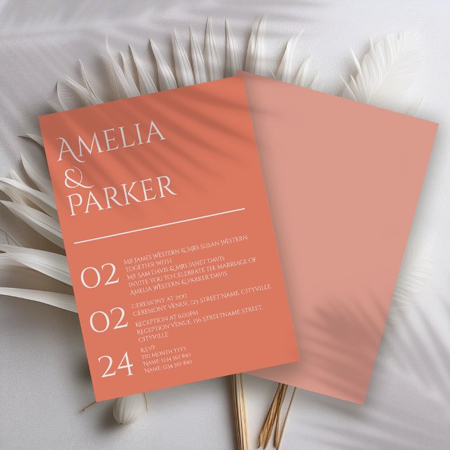 Minimalist Orange Wedding Invitation (Creator Uploaded)