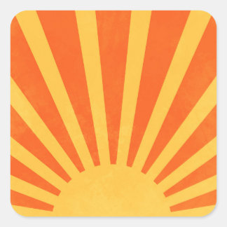 Minimalist Orange Yellow Sun Rays Square Sticker