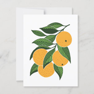Minimalist oranges and leaves  postcard