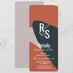 Minimalist Organic Terracotta Blue Wedding Details Invitation