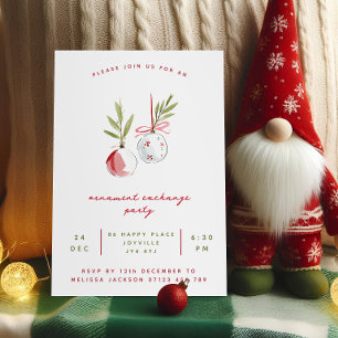 Minimalist Ornament Exchange Holiday Invitation
