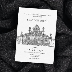 Minimalist Ornate entrance Gate art  birthday Invitation