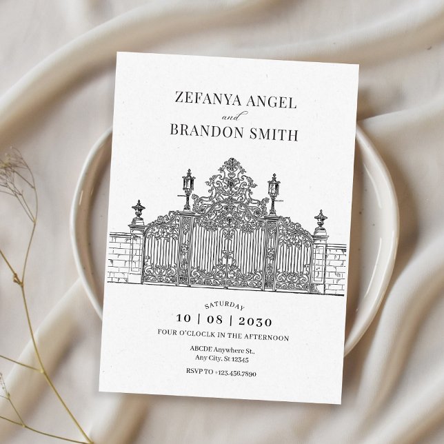 Minimalist Ornate entrance Gate art  wedding  Invitation (Creator Uploaded)