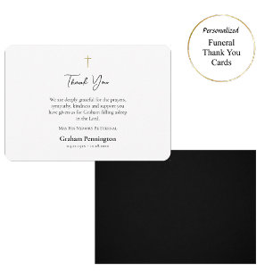 Minimalist Orthodox Christian Funeral Memorial Thank You Card