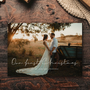 Minimalist Our first Christmas photo Postcard