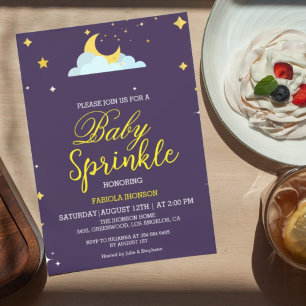 Minimalist over the moon baby brunch shower  invitation