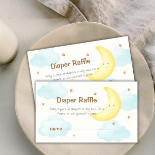 Minimalist Over The Moon Diaper Raffle Baby Shower Enclosure Card