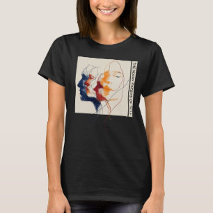 Minimalist Overlapping Faces Line Art Portrait T-Shirt