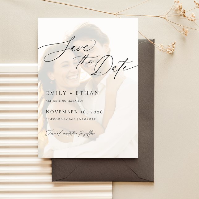 Minimalist Overlay Photo Digital Wedding Save The Date (Creator Uploaded)