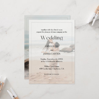 Minimalist Overlay Photo Wedding Invitation