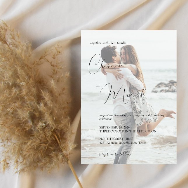 Minimalist Overlay Photo Wedding  Invitation (Creator Uploaded)