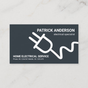 Minimalist Oversize Electric Power Plug Motif Business Card