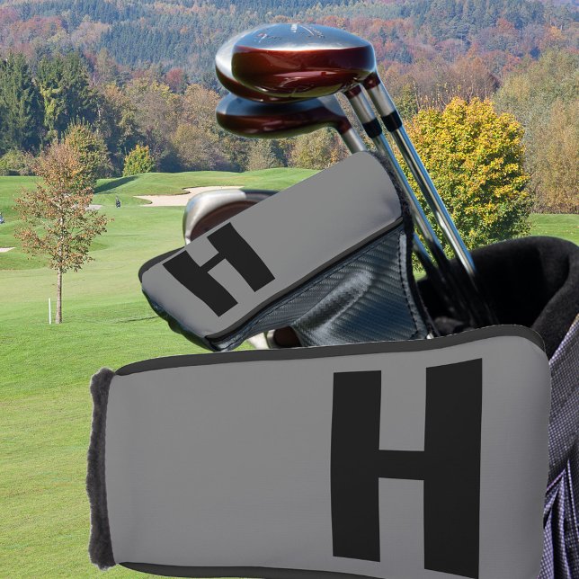 Minimalist Oversized Initial Grey and Black Golf Head Cover (Creator Uploaded)