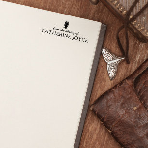 Minimalist Owl From the Library Of, Book Rubber Stamp