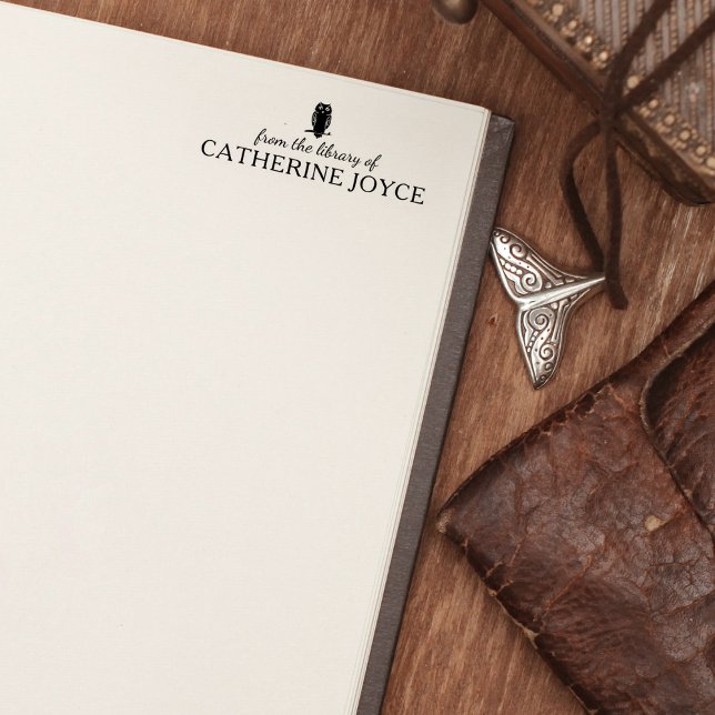 Minimalist Owl From the Library Of, Book Rubber Stamp (Creator Uploaded)