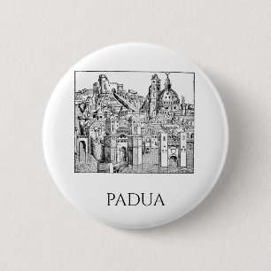 Minimalist Padua Medieval Skyline Line Art 6 Cm Round Badge