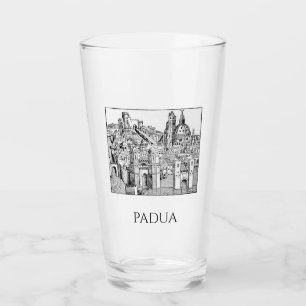 Minimalist Padua Medieval Skyline Line Art Glass