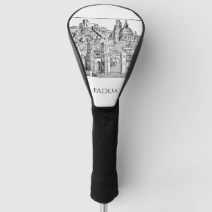 Minimalist Padua Medieval Skyline Line Art Golf Head Cover