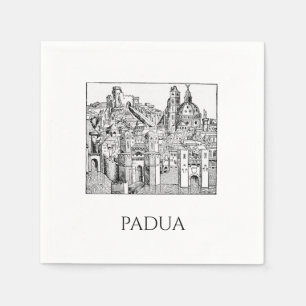 Minimalist Padua Medieval Skyline Line Art Napkin