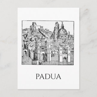 Minimalist Padua Medieval Skyline Line Art Postcard