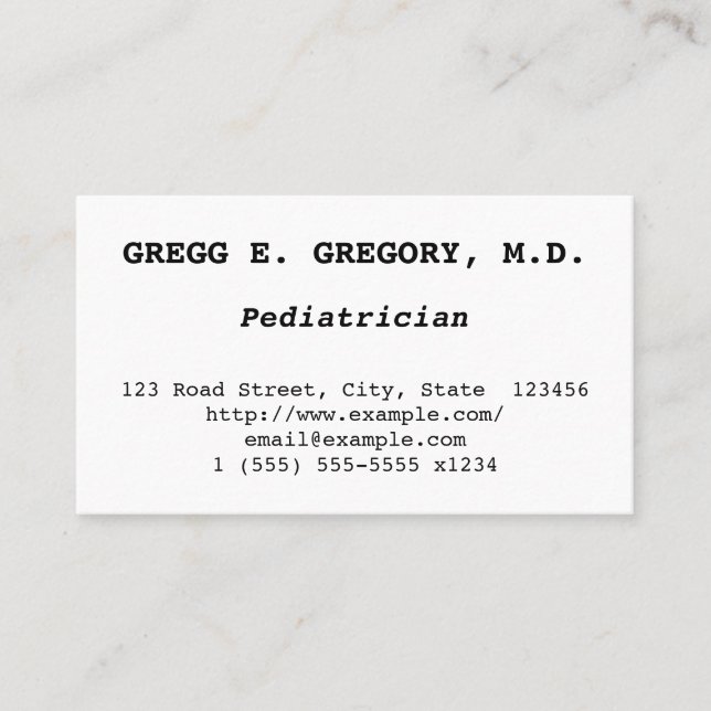 Minimalist Paediatrician Business Card (Front)
