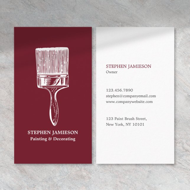 Minimalist Painter & Decorator Red White Business Card (Creator Uploaded)