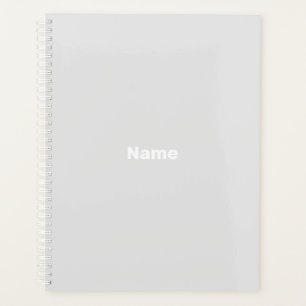 Minimalist pale grey custom text year monogram planner