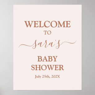 Minimalist Pale Pink Baby Shower Girl Welcome sign
