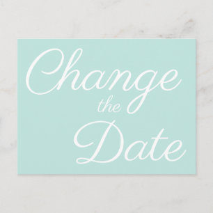 Minimalist Pale Sea Green Change the Date Announcement Postcard