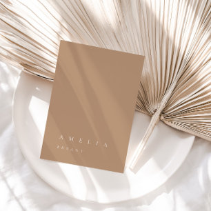 Minimalist Pale Tan Guest Name Place Card