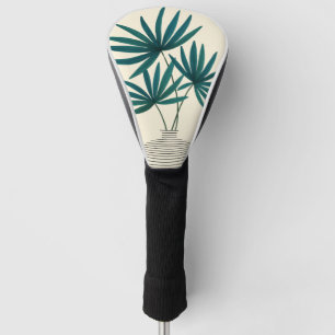 Minimalist Palm Leaves in Striped Vase – Modern Golf Head Cover