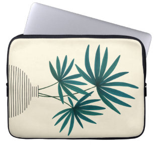 Minimalist Palm Leaves in Striped Vase – Modern  Laptop Sleeve
