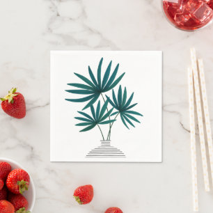 Minimalist Palm Leaves in Striped Vase – Modern  Napkin