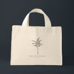 Minimalist Palm Tree Destination Wedding Welcome  Mini Tote Bag<br><div class="desc">This personalized mini tote is designed as a stylish hotel room welcome bag for a destination wedding. The minimalist palm tree illustration and clean typography create a relaxed yet refined look that feels thoughtful without being overdone. Customize the names and date to coordinate beautifully with your wedding weekend details. Perfect...</div>