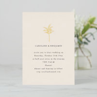 Minimalist Palm Tree Line Art Elegant Wedding Gold