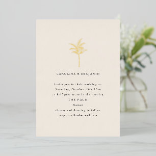 Minimalist Palm Tree Line Art Elegant Wedding Gold