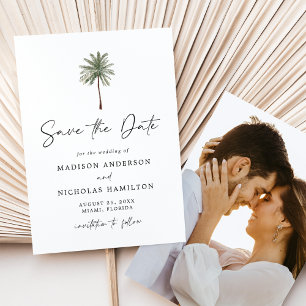 Minimalist Palm Tree Photo Wedding Save The Date