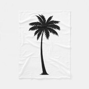 Minimalist Palm Tree Silhouette Coastal Design Fleece Blanket