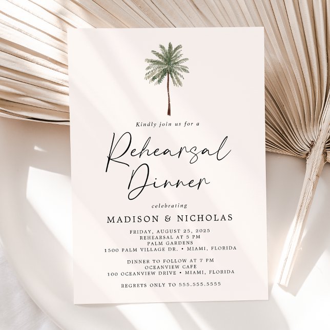 Minimalist Palm Tree Wedding Rehearsal Dinner Invitation (Creator Uploaded)