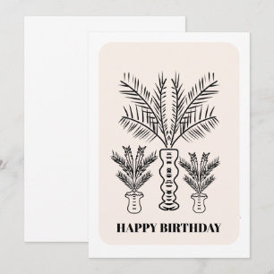 Minimalist Palm Trees Black  Birthday Card