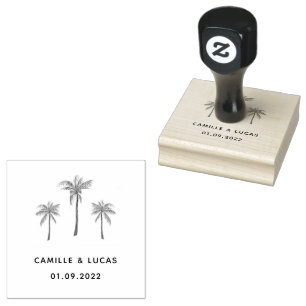 Minimalist Palm Trees Classic Invitation Rubber Stamp