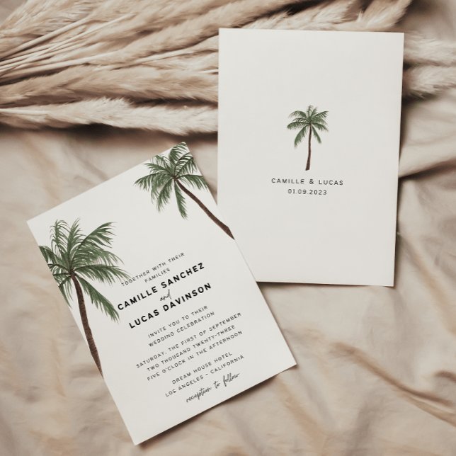 Minimalist Palm Trees wedding invitation (Creator Uploaded)