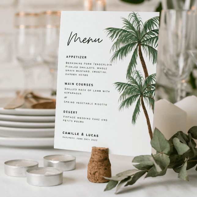 Minimalist Palm trees wedding menu  Invitation (Creator Uploaded)