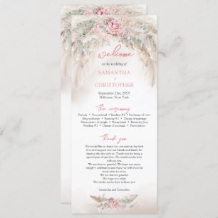 Minimalist pampas and dusty roses wreath program