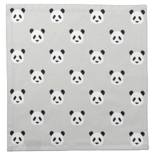 Minimalist Panda Pattern - Light Grey Napkin