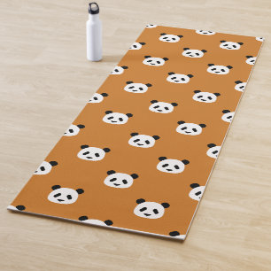Minimalist Panda Pattern - Ochre Orange Yoga Mat