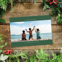 Minimalist Panoramic Dark Green Holiday Photo Card
