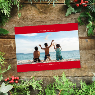 Minimalist Panoramic Red Holiday Photo Card