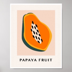 Minimalist Papaya Fruit Tropical Kitchen Art Poster