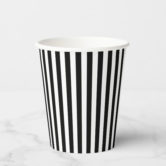 Minimalist Paper Gobelet Black White Stripes Cups (Front)